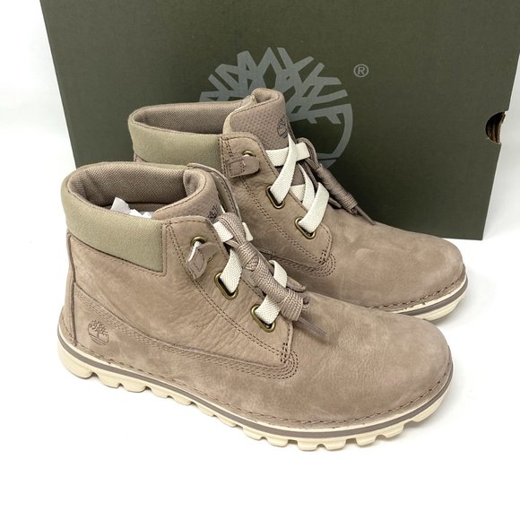 Timbeland Logo WOMEN Size TB 0A2J9W 929 BROOKTON 6 IN BOOT Taupe Nubuck Leather - Picture 3 of 8